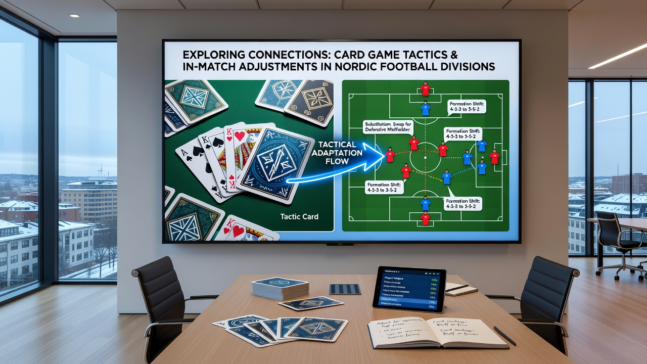 Coaches reviewing match data and tactical overlays during a Nordic league fixture